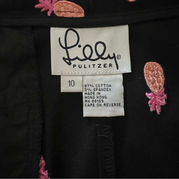 Lilly Pulitzer Mini Skirt Black Pink Pineapple Embroidery Cotton - Picture 3 of 4
